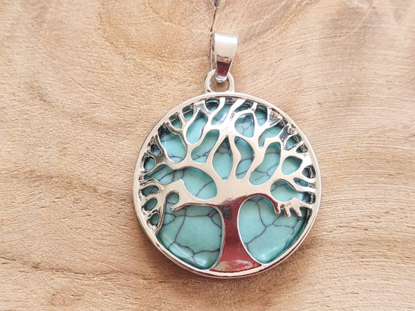 pendentif turquoise et arbre de vie